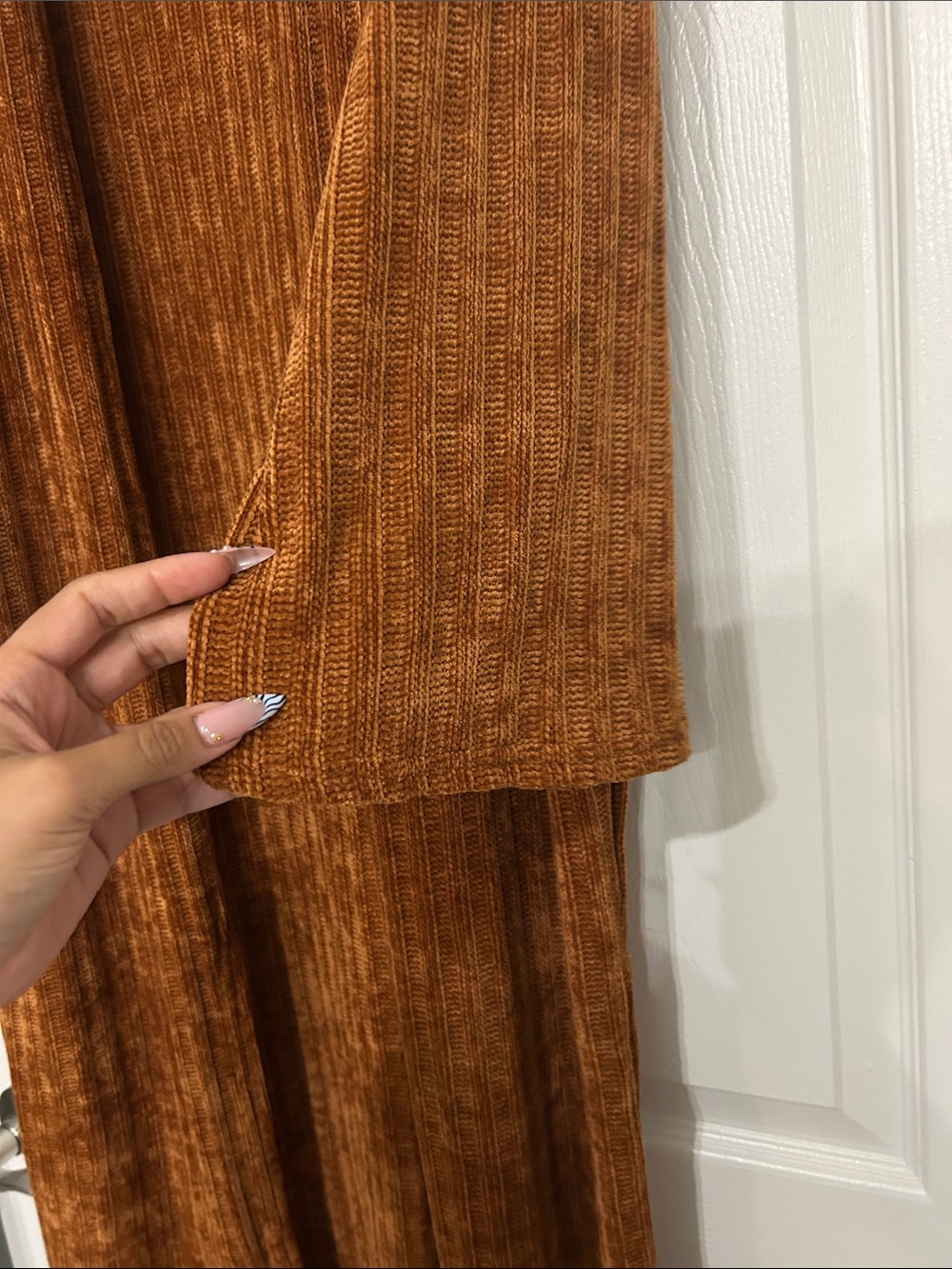 audrey Ribbed Open-Front Long Cardigan - Rust Brown - Picture 5 of 5